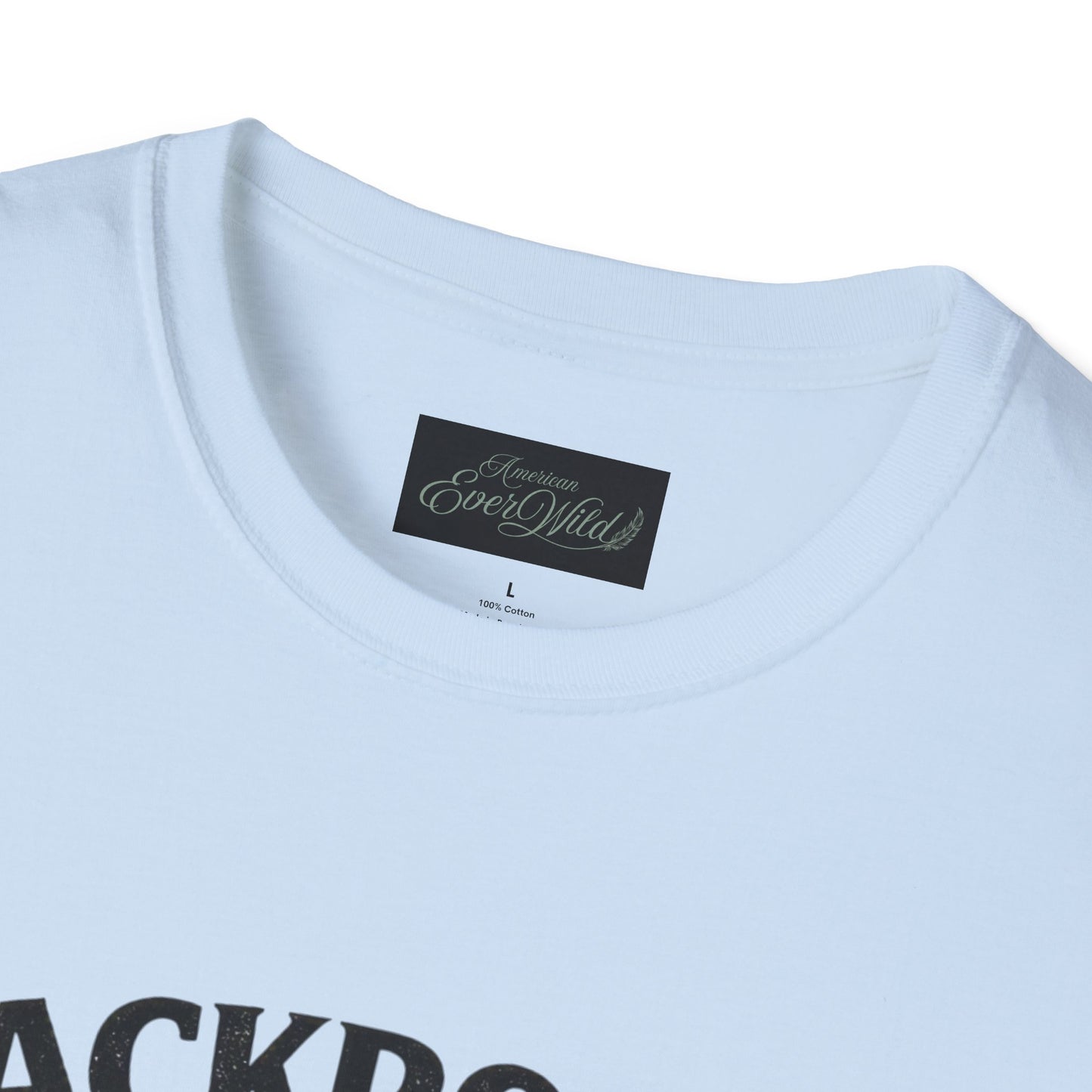 Light blue crewneck T-shirt with black neck label