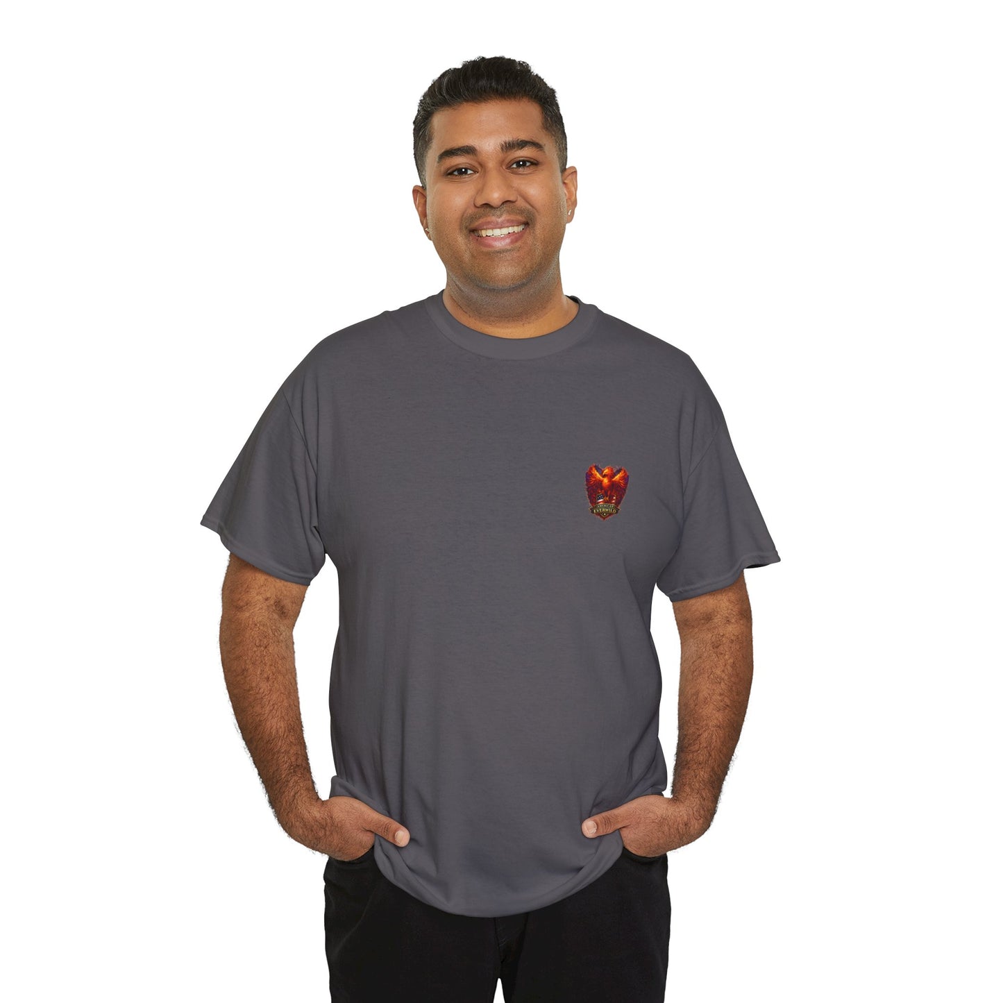 Charcoal T-shirt with small eagle emblem on the left chest