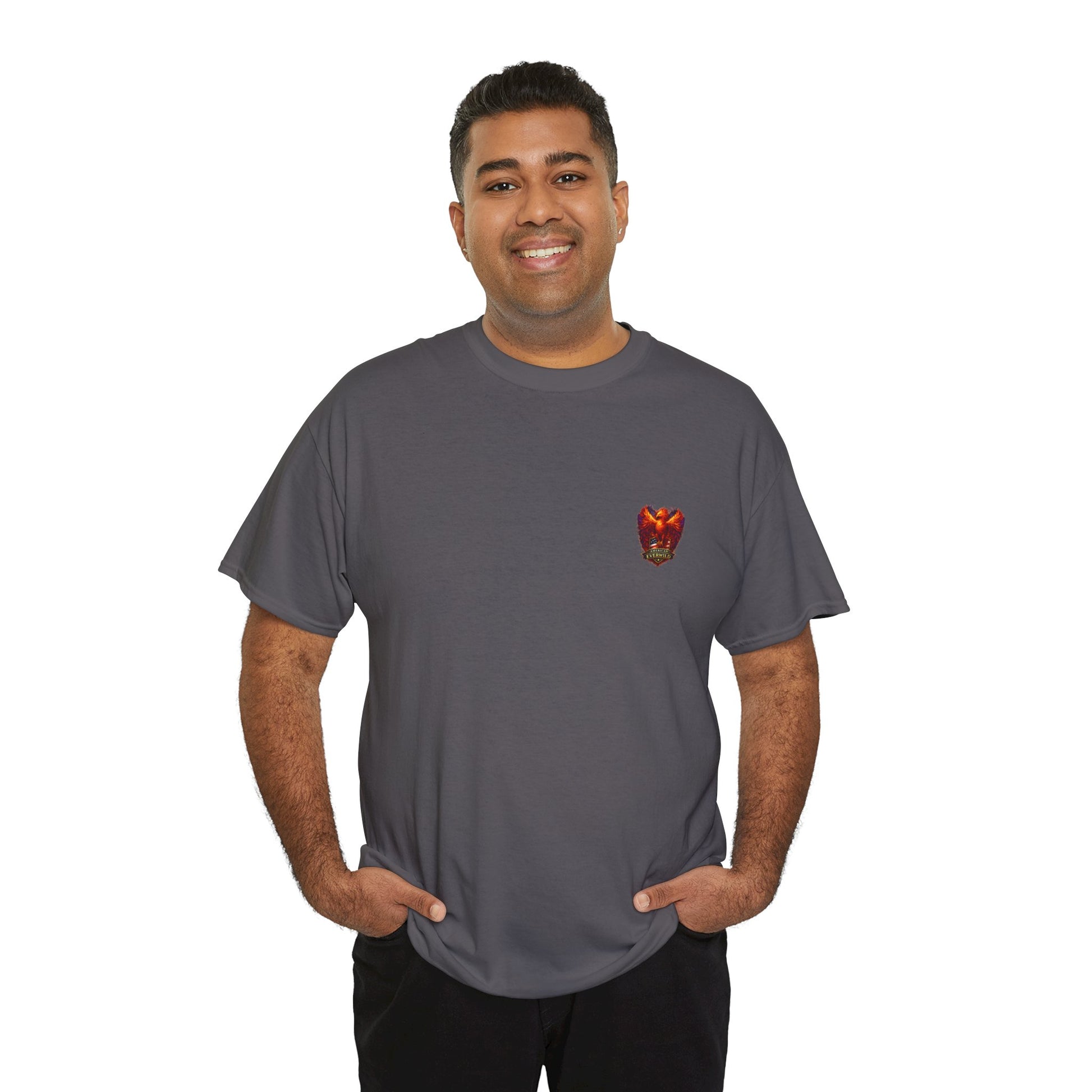 Charcoal T-shirt with small eagle emblem on the left chest
