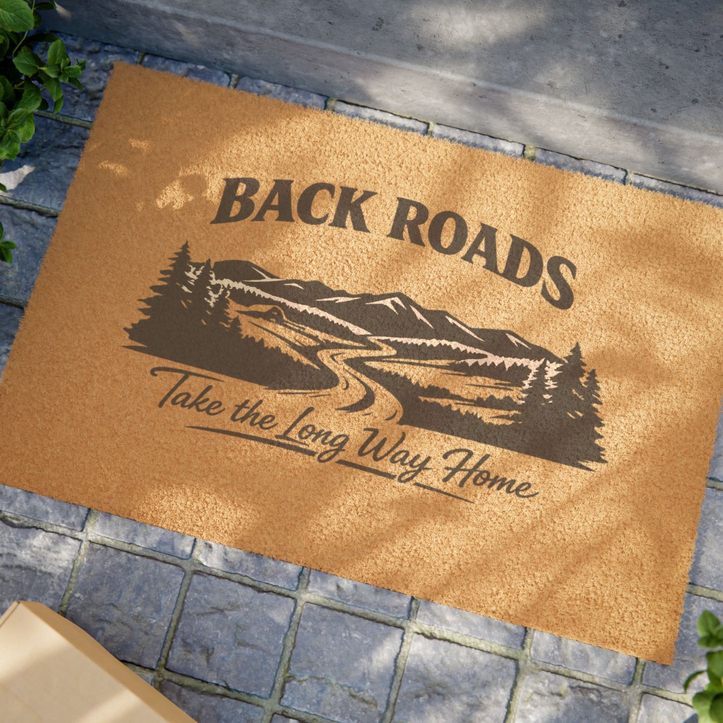 Back Roads Doormat – Take the Long Way Home Rustic Outdoor Welcome Mat