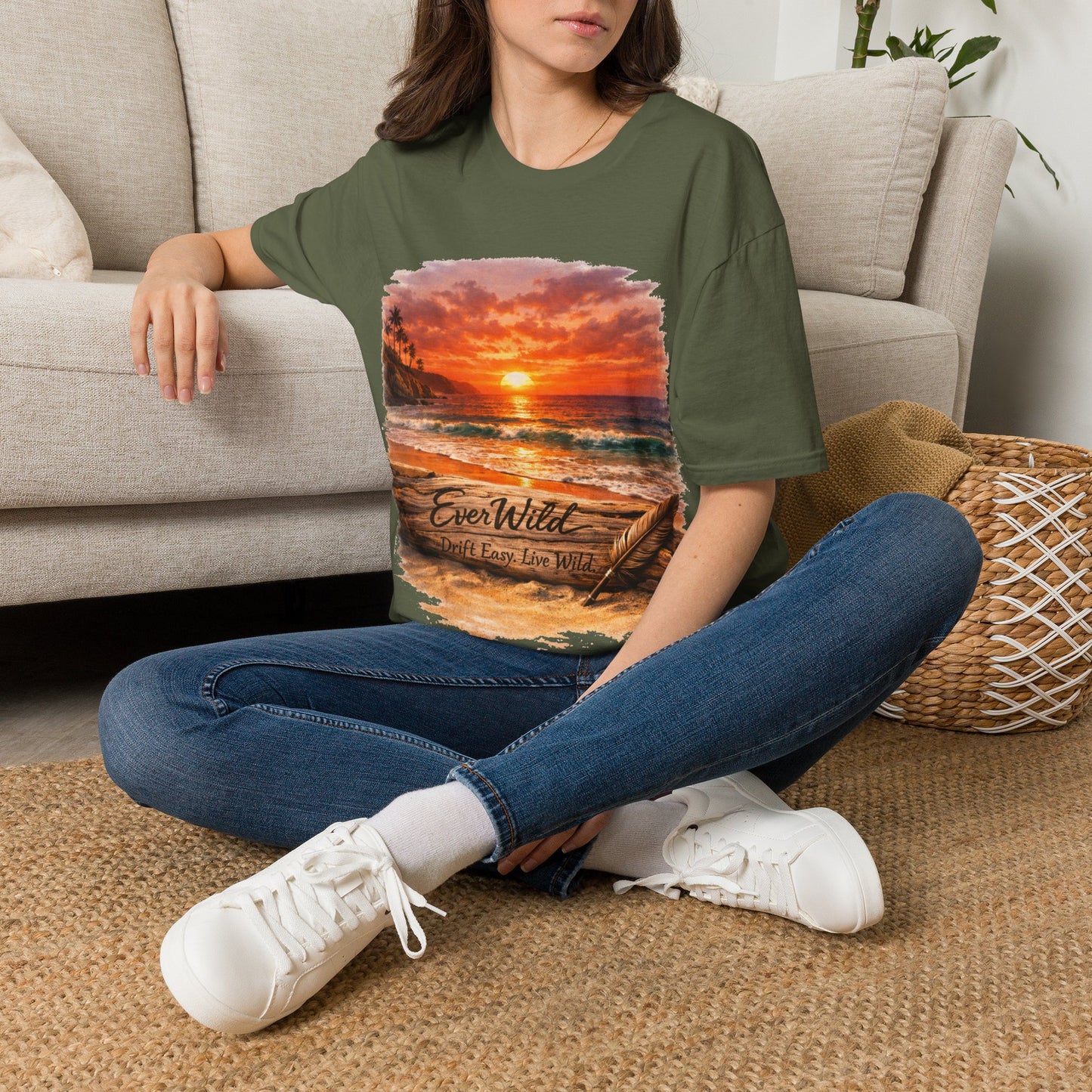 Drift Easy, Live Wild — EverWild Scenic Ocean Sunset Tee