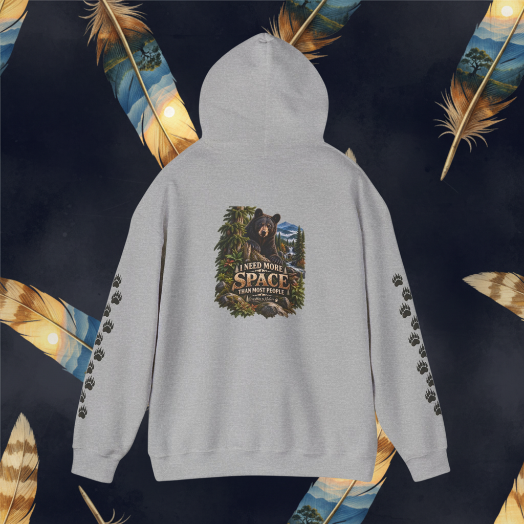 I Need More Space — Tracks in Nature Bear Paw Hoodie