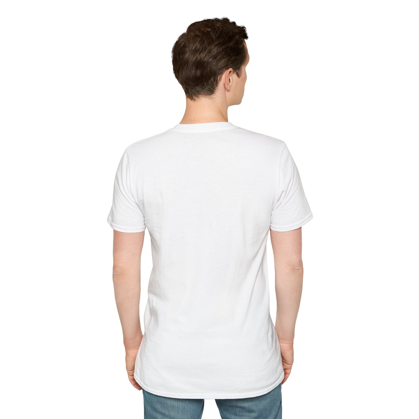 White crew-neck T-shirt with plain back