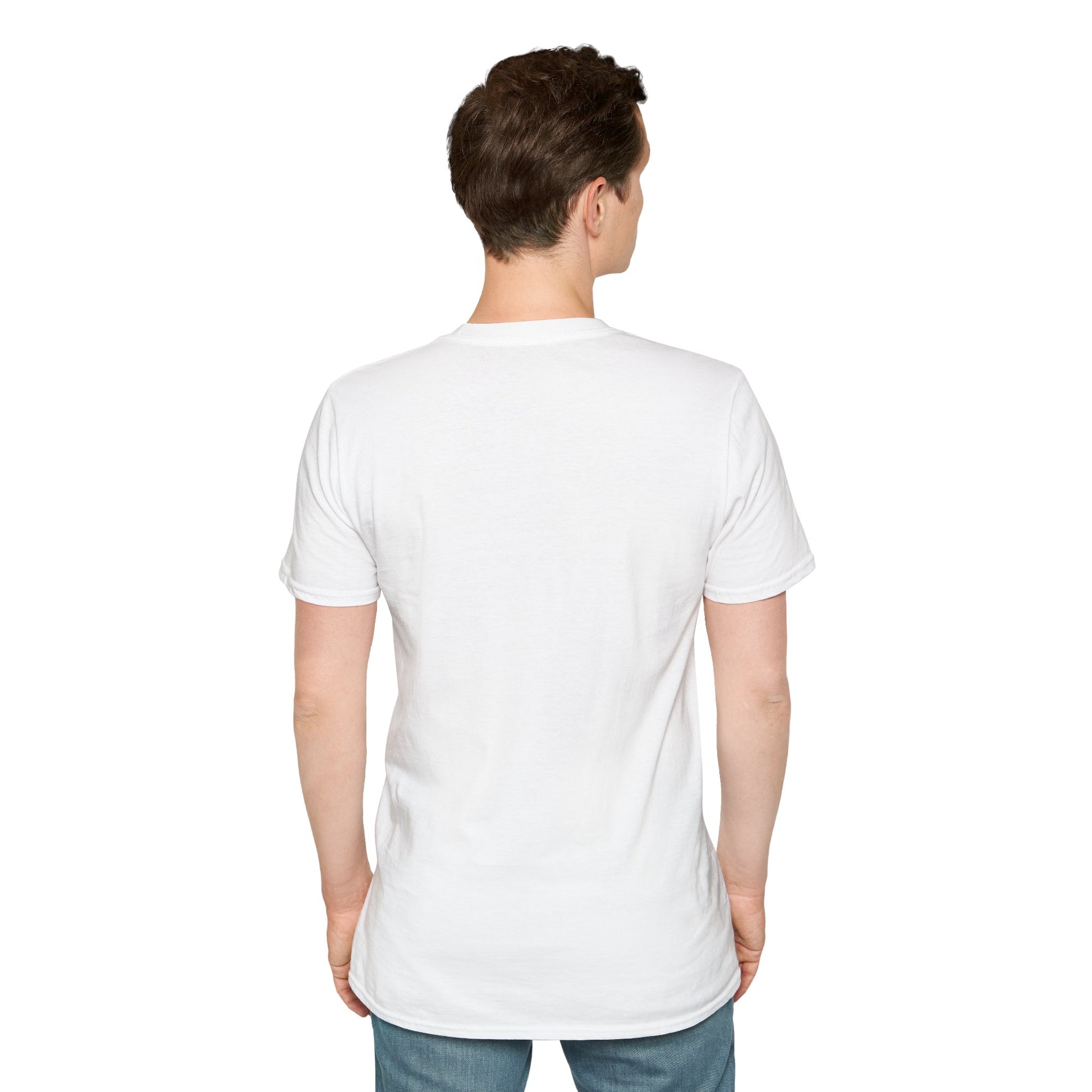 White crew-neck T-shirt with plain back