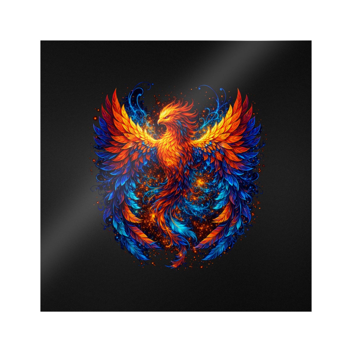 Fiery Phoenix Die‑Cut Sticker — Urban EverWild Mythic Bird