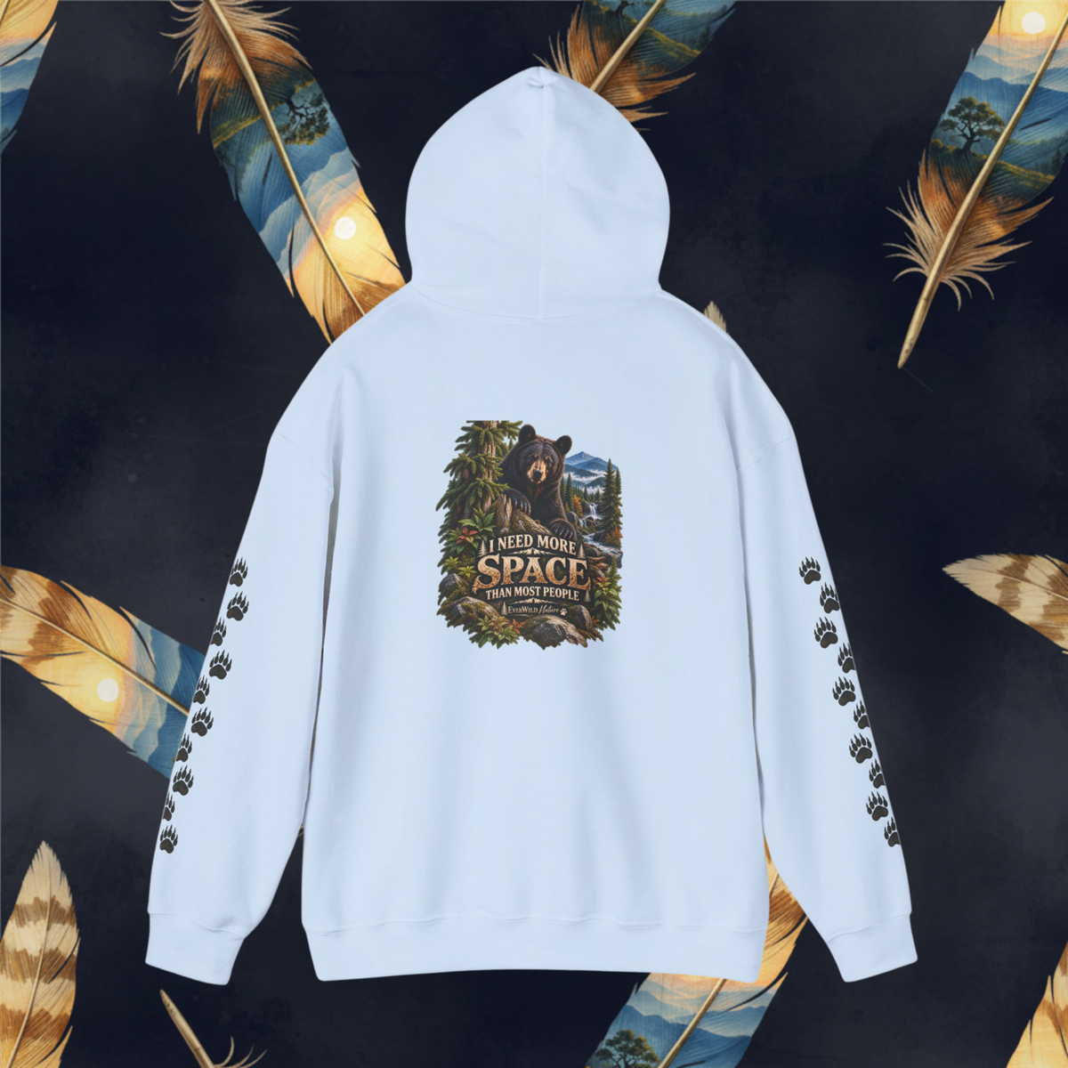 I Need More Space — Tracks in Nature Bear Paw Hoodie