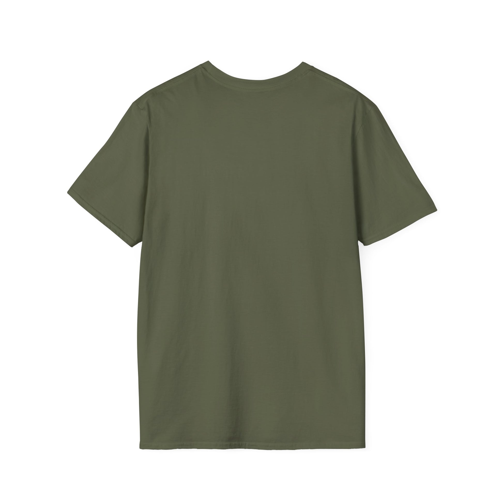 Men's military green crew-neck T-shirt, plain back view
