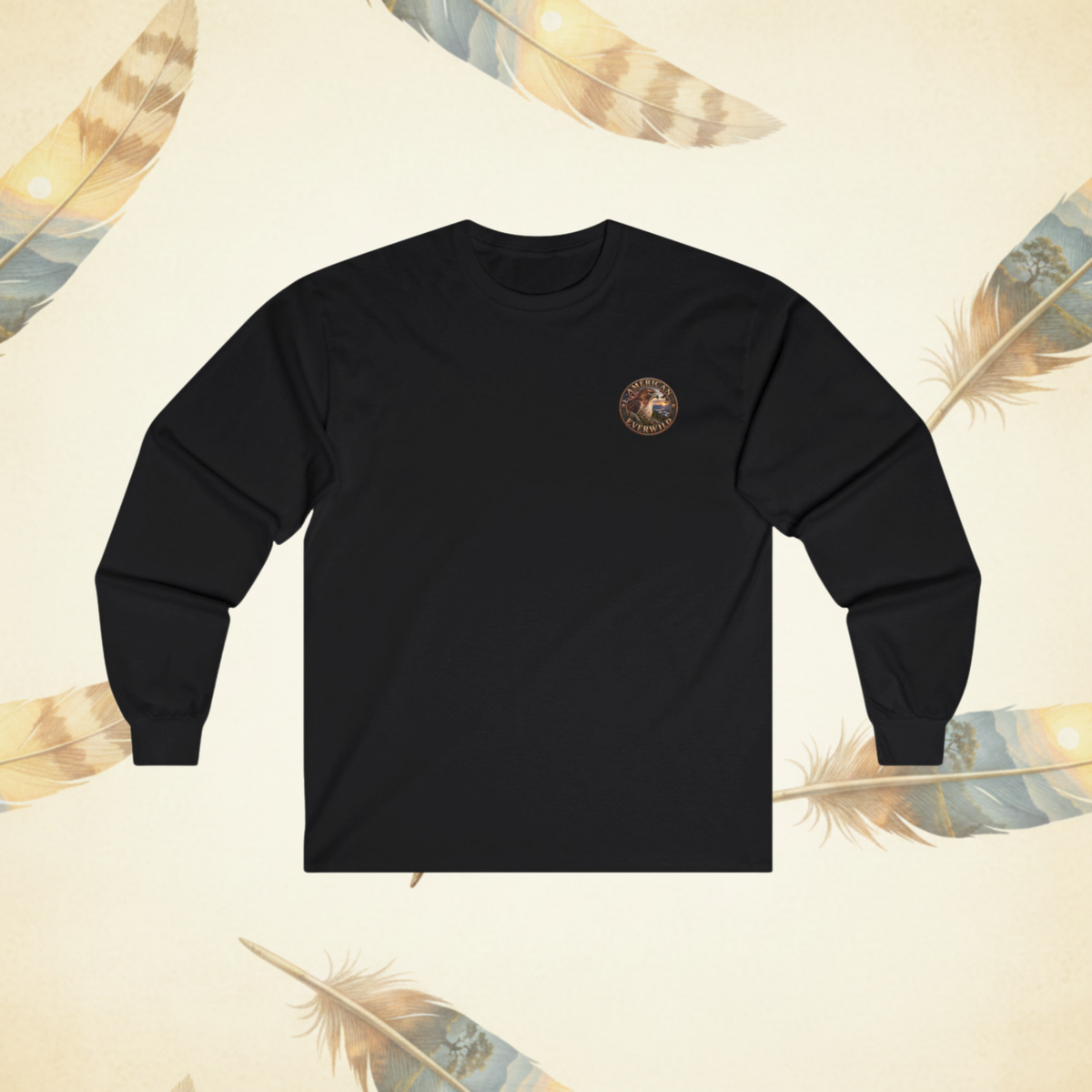Long Sleeve Tee — “My People Skills are Better in the Woods” Rustic Nature Graphic