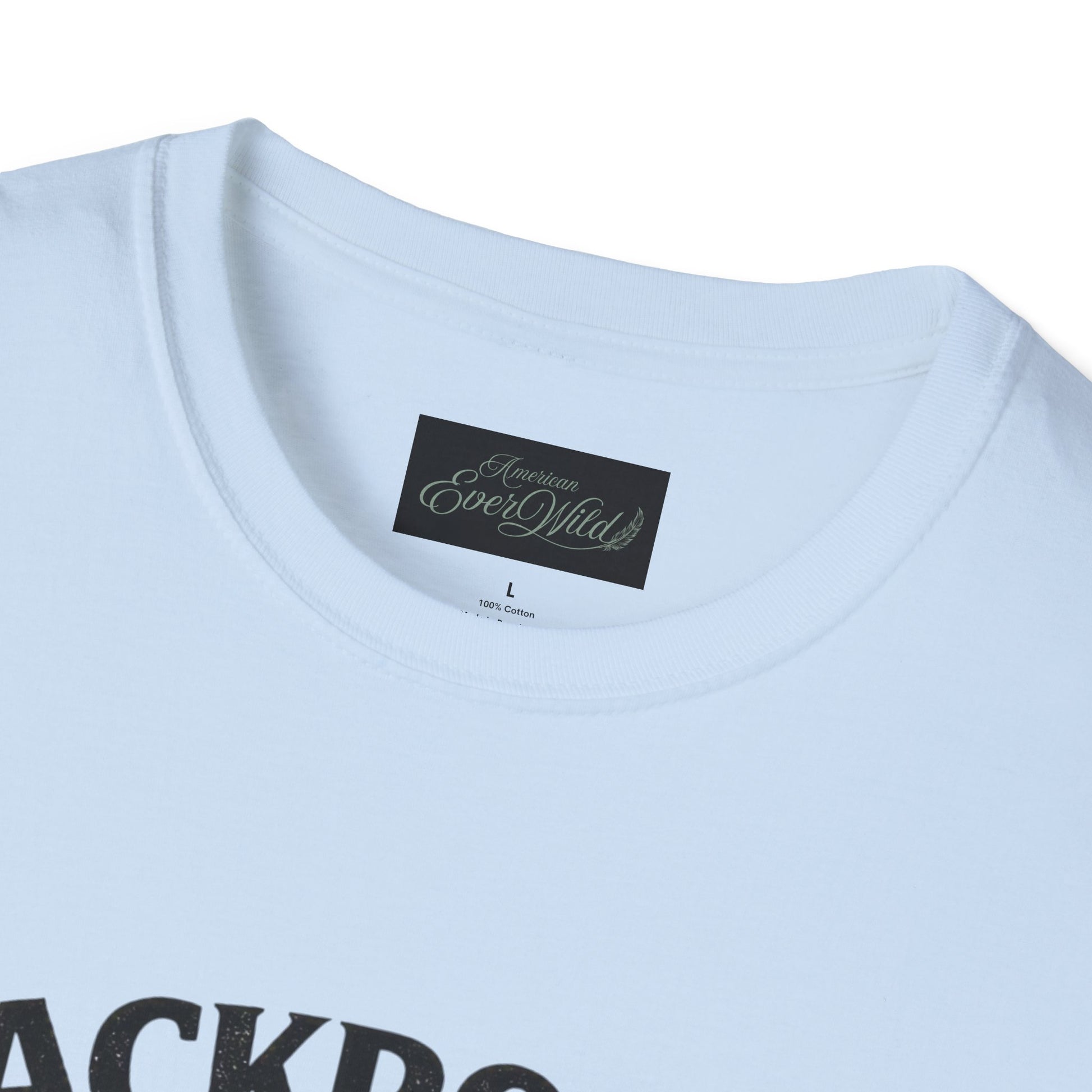 Light blue crewneck T-shirt with black neck label