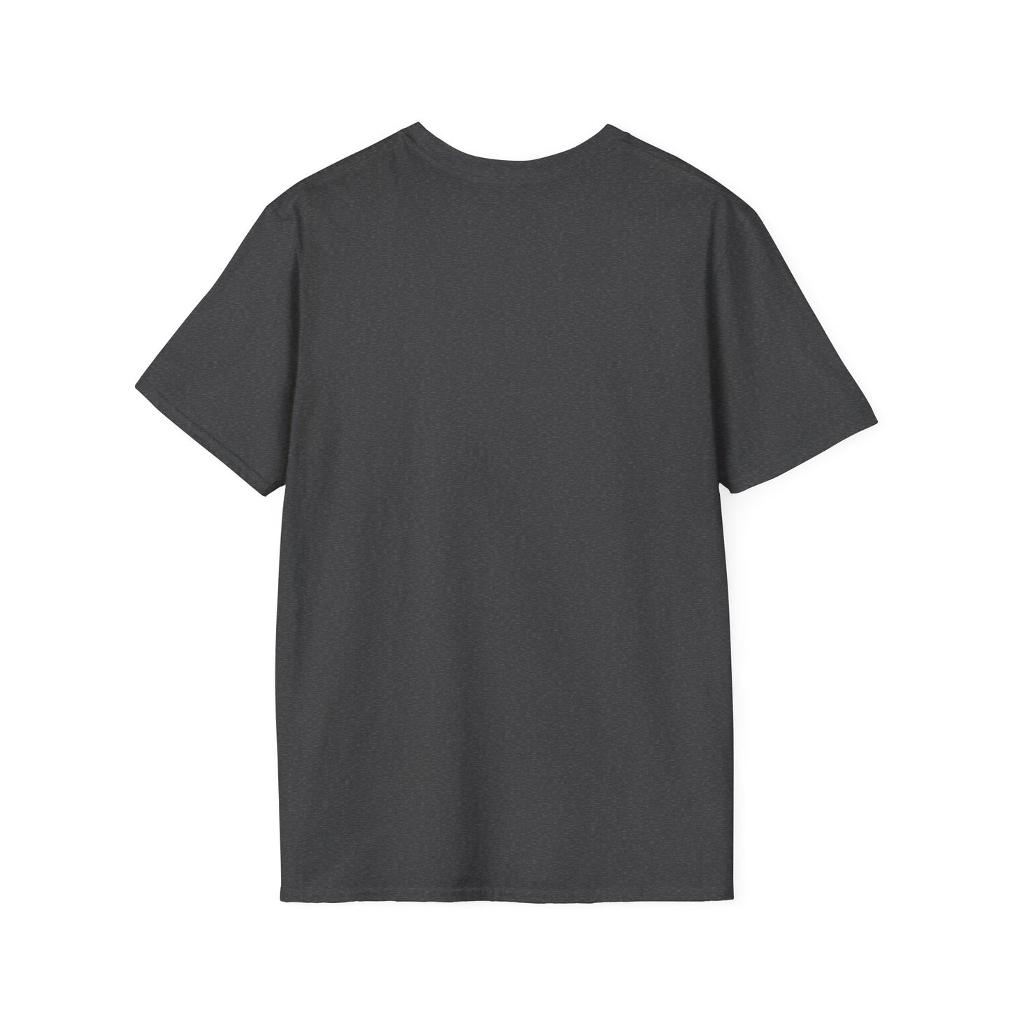 Men's dark heather crew-neck T-shirt, plain back view