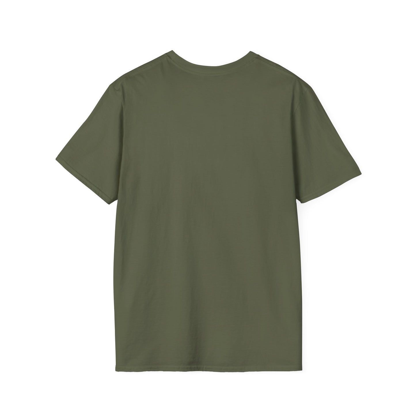 Military green crewneck short-sleeve T-shirt, plain front view.