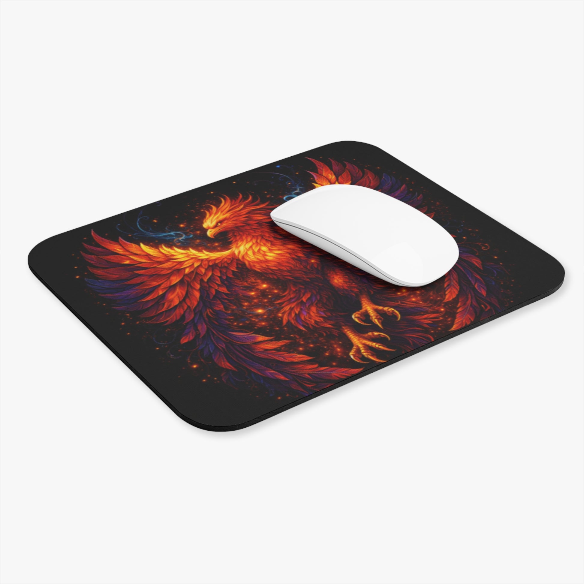 Rectangle mouse pad with phoenix flames and glowing embers