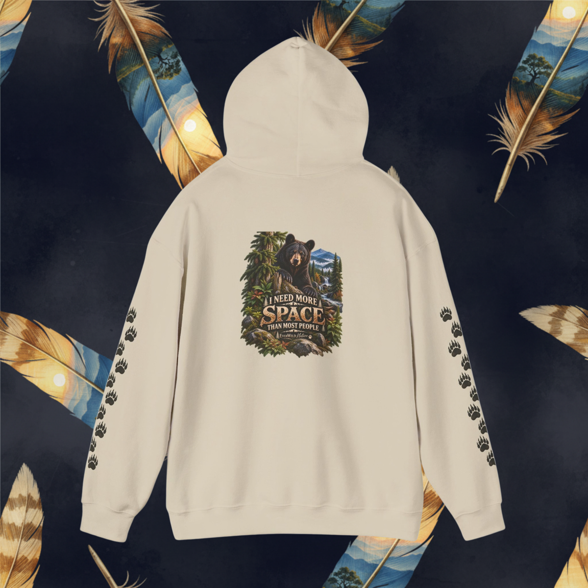 I Need More Space — Tracks in Nature Bear Paw Hoodie