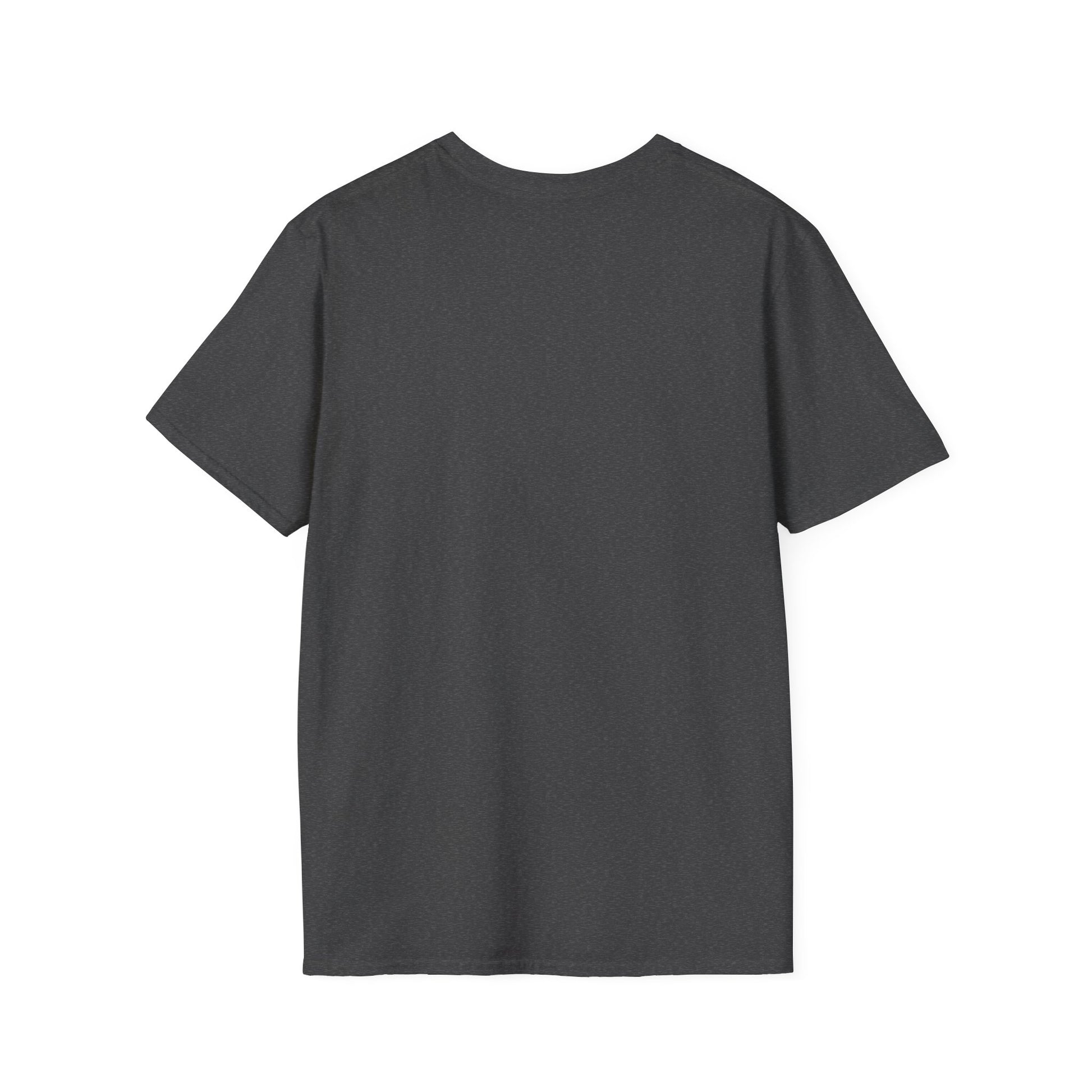 Dark heather crewneck short-sleeve T-shirt, plain front view.