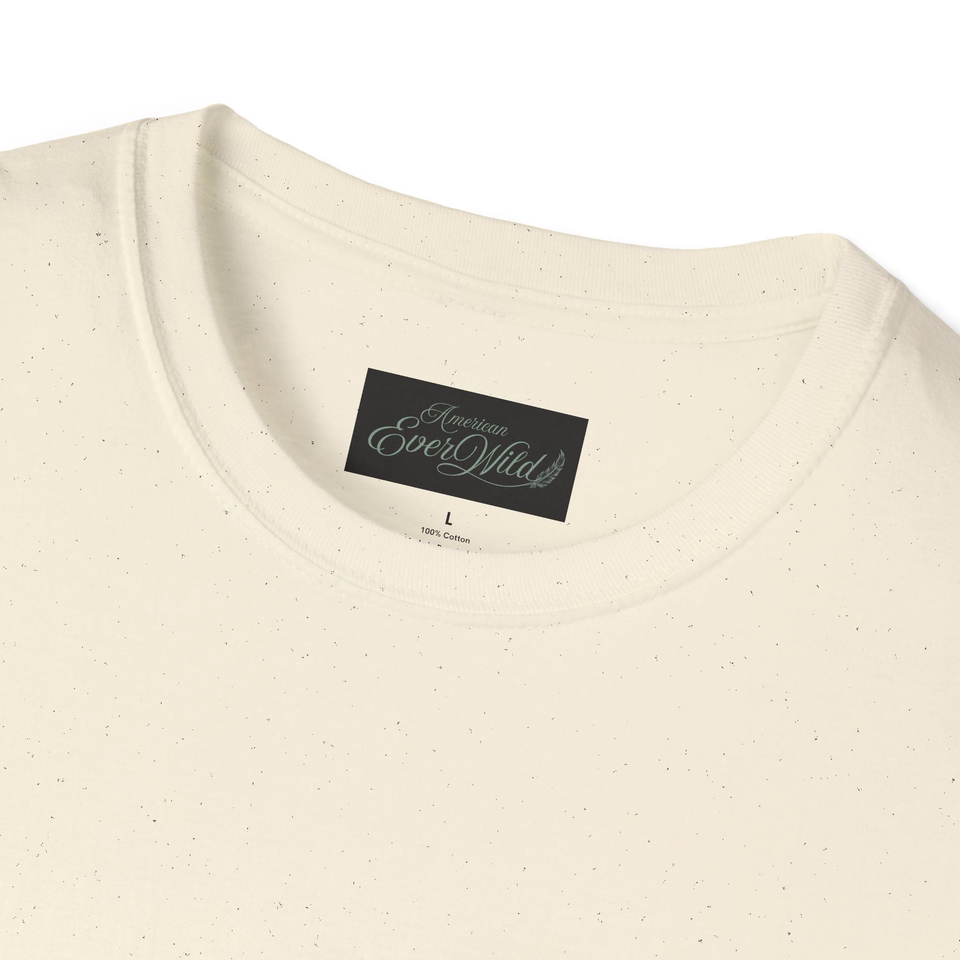 Natural crewneck T-shirt close-up of collar and EverWild size label