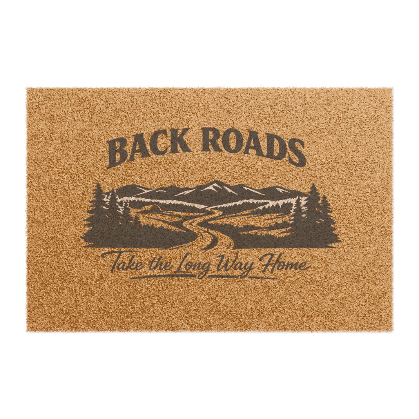 Back Roads Doormat – Take the Long Way Home Rustic Outdoor Welcome Mat