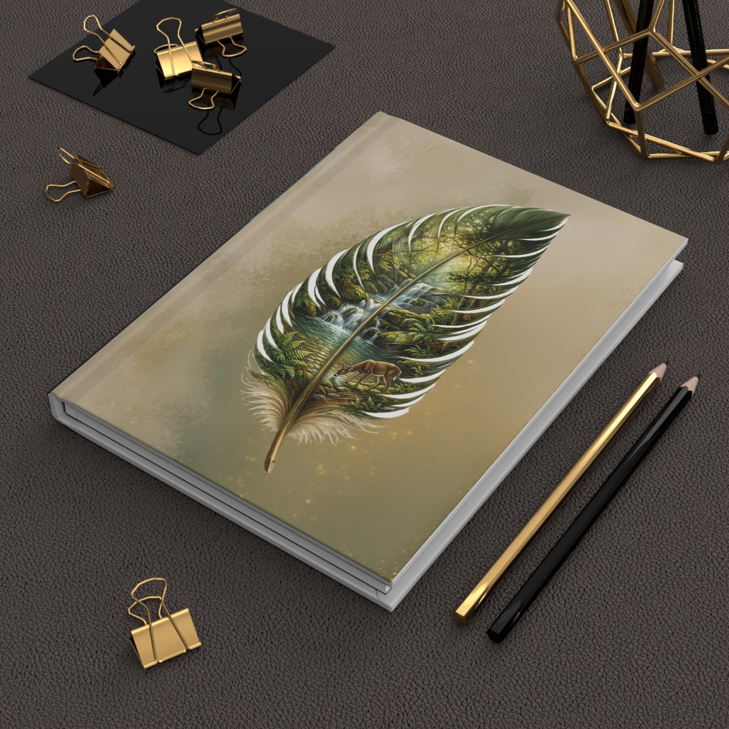 EverWild Nature Feather Hardcover Journal — Forest Scene Notebook