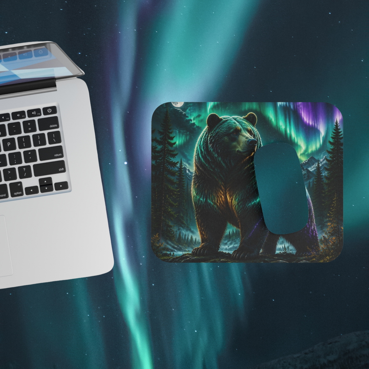Aurora Wildborn — Northern Lights Bear Mousepad