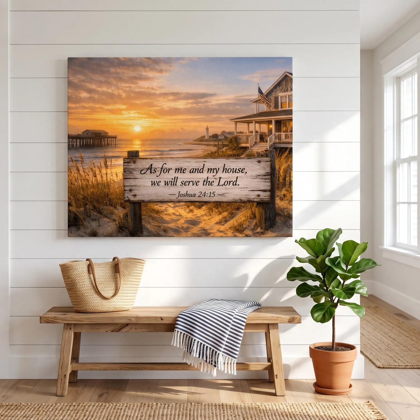 As for Me and My House — Joshua 24:15 Coastal Scripture Canvas