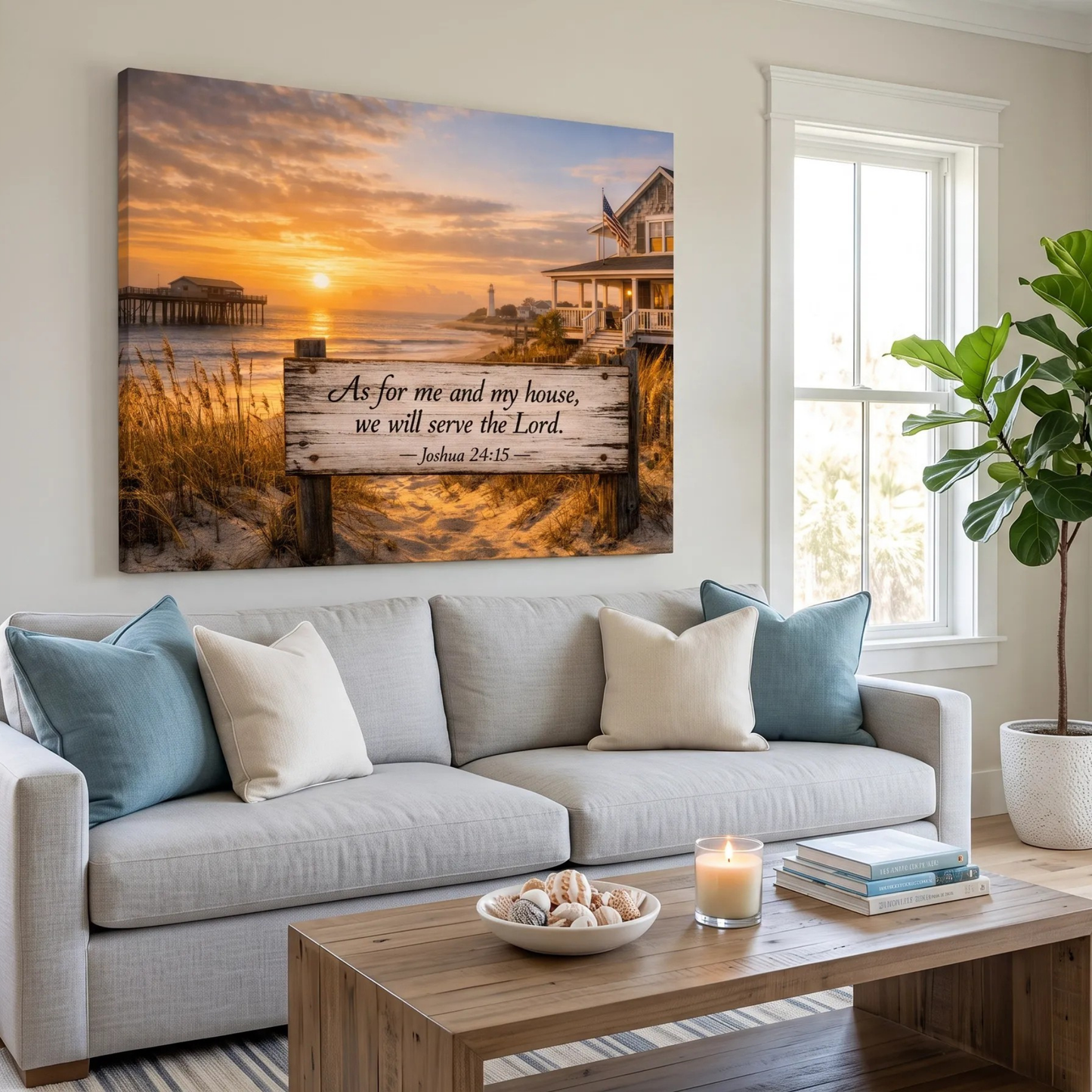 As for Me and My House — Joshua 24:15 Coastal Scripture Canvas