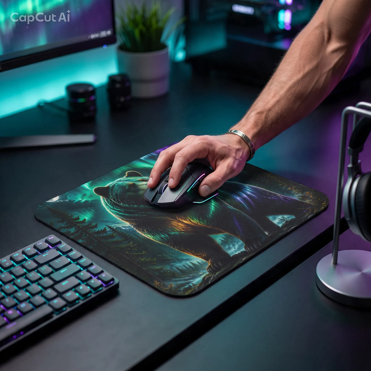 Aurora Wildborn — Northern Lights Bear Mousepad