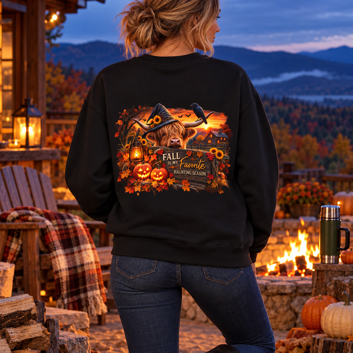 Fall Is My Favorite Haunting Season | Highland Cow Crewneck