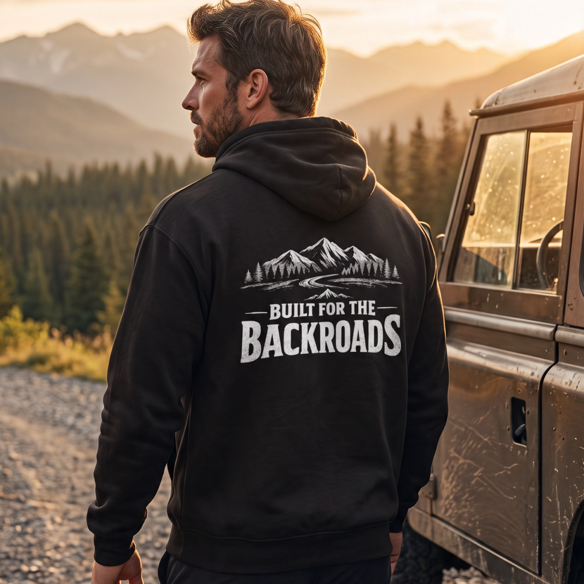 Built for the Backroads Men’s Hoodie — Mountain Adventure Pullover