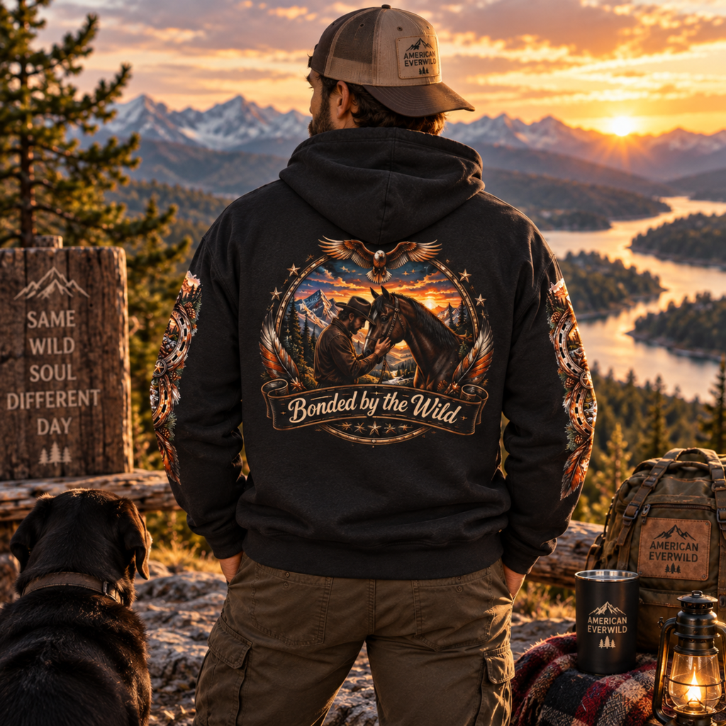 Bonded by the Wild—Horse and Rider Graphic Men's Hoodie