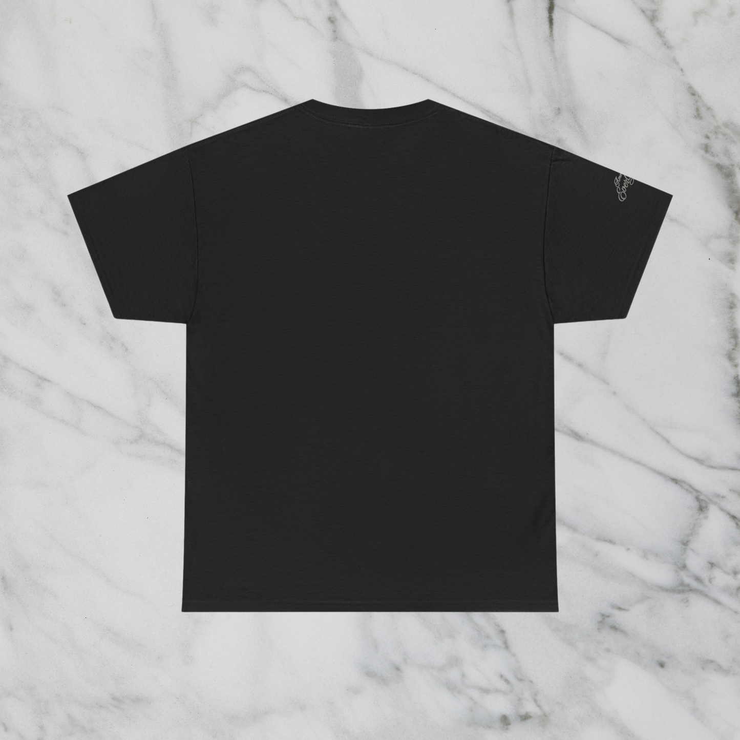 Black crewneck T-shirt, plain back, short sleeves