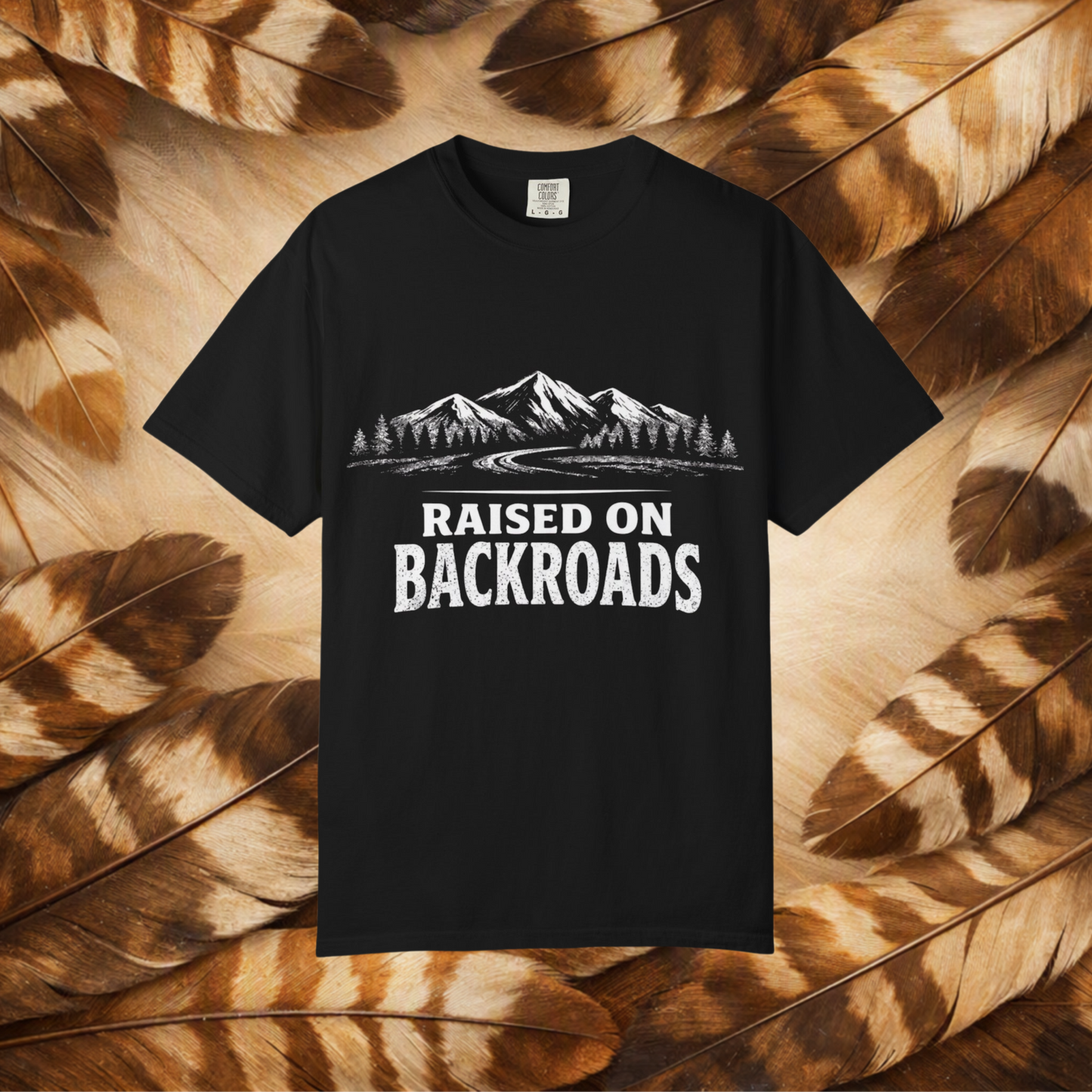 Raised on Backroads T‑Shirt — Retro Mountain Adventure Tee