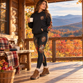 Fall Floral Faith Hoodie & Leggings Set - Black