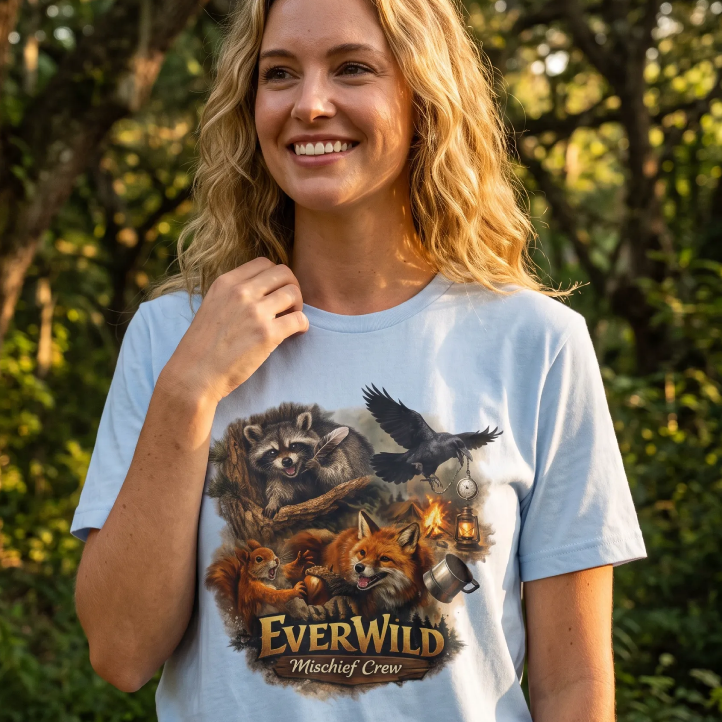 EverWild Mishief Crew — Woodland Fun Camping Graphic Tee