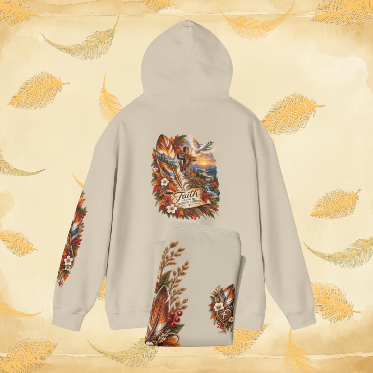 Fall Floral Faith Hoodie & Leggings Set - Sand