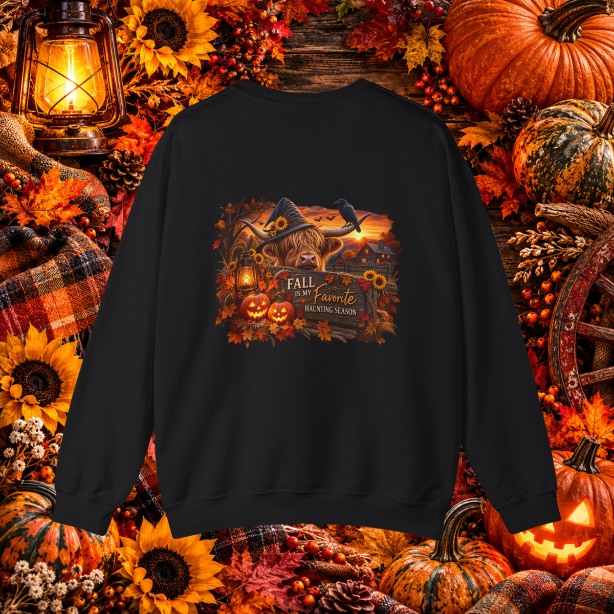 Fall Is My Favorite Haunting Season | Highland Cow Crewneck