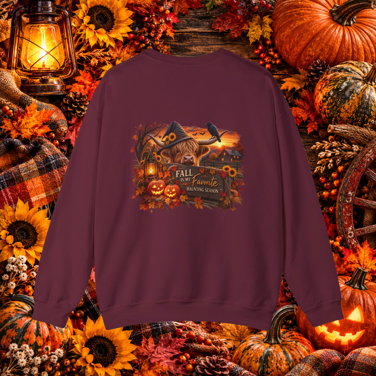 Fall Is My Favorite Haunting Season | Highland Cow Crewneck