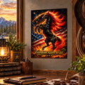 Freedom Runs Wild — Patriotic Stallion Satin Poster