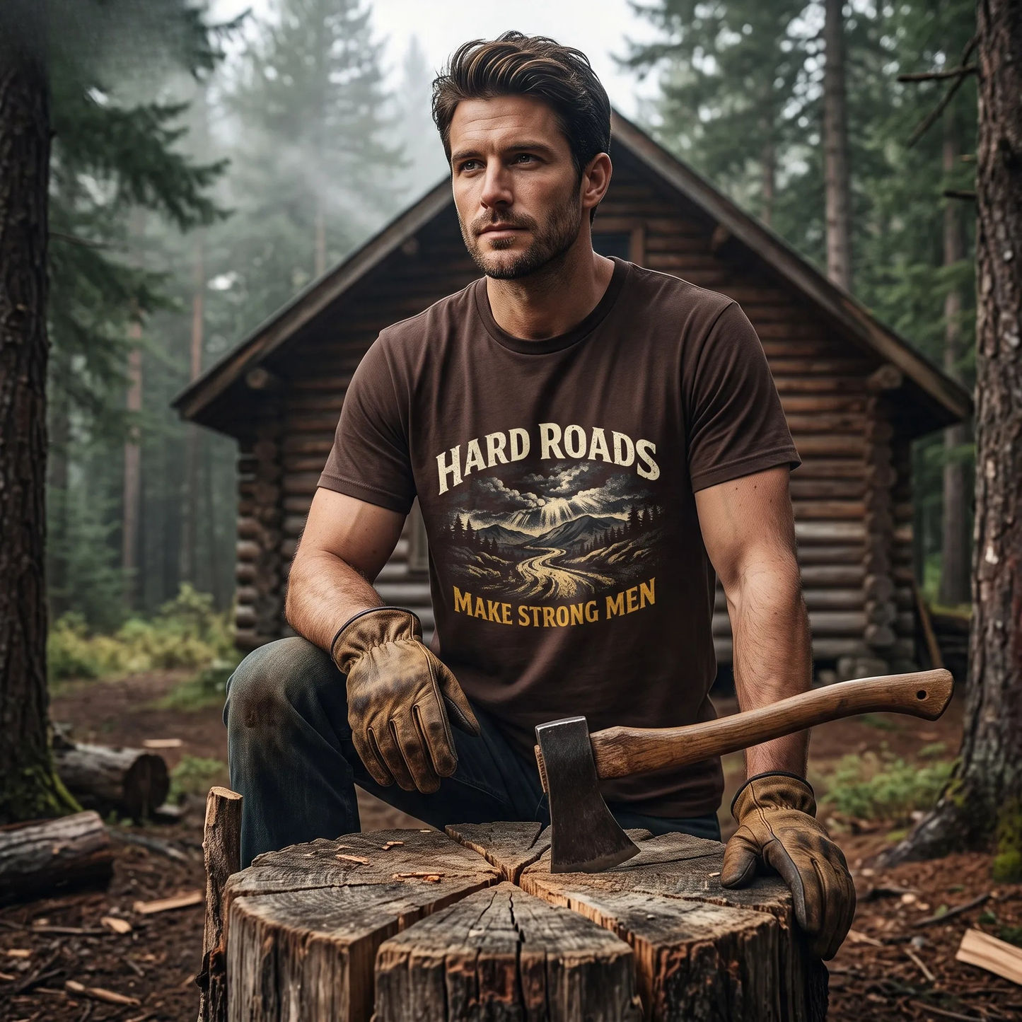 EverWild BackRoads™ Hard Roads Make Strong Men Tee — Grit & Strength