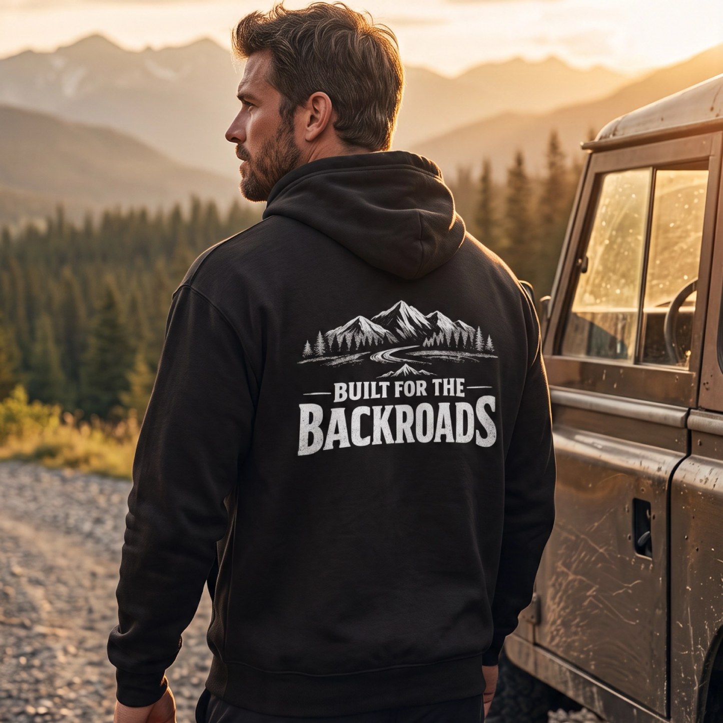 Built for the Backroads Men’s Hoodie — Mountain Adventure Pullover