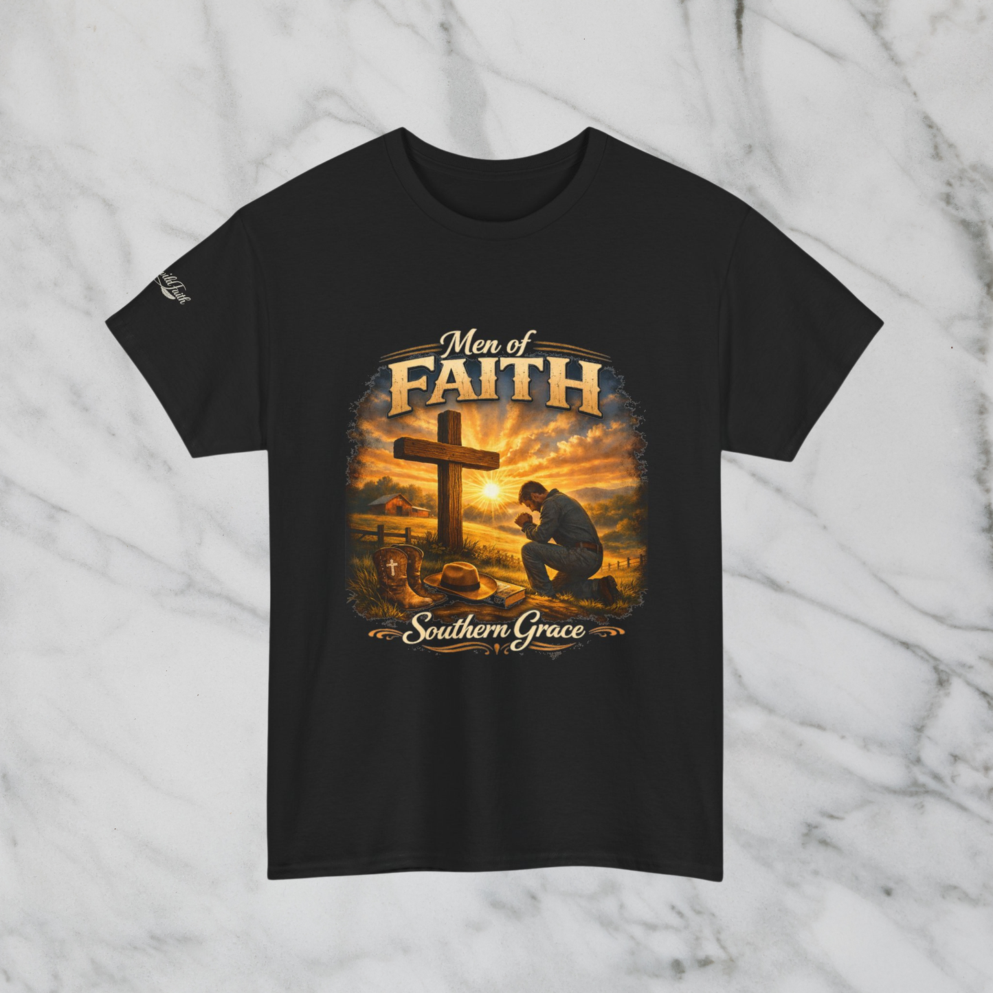 Men of Faith T‑Shirt — Southern Grace Cross Prayer Christian Tee