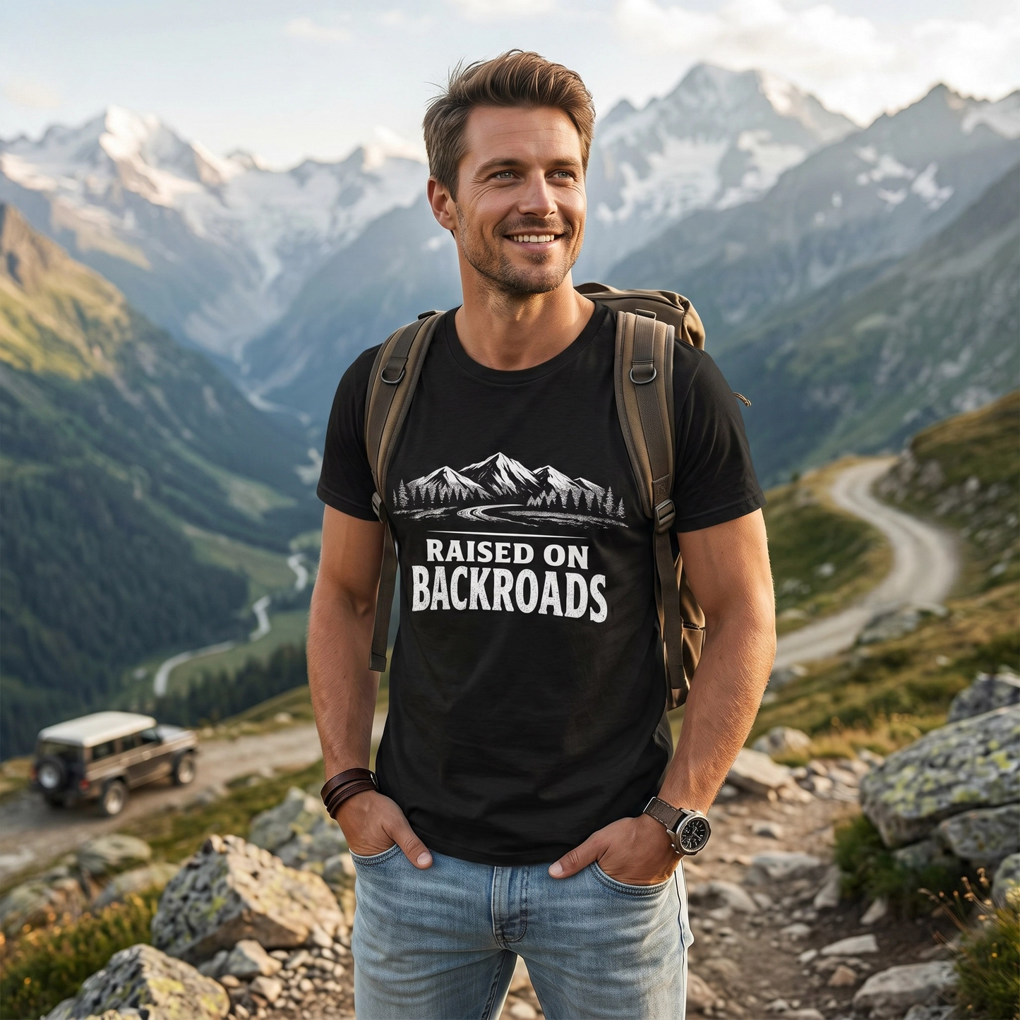 Raised on Backroads T-Shirt — Vintage Mountain Road Tee
