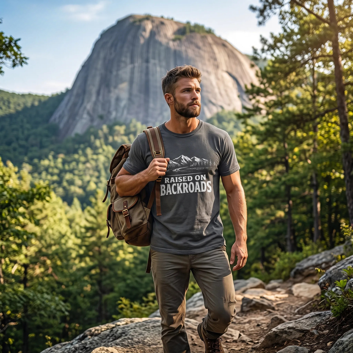 Raised on Backroads T‑Shirt-Retro Mountain Adventure Tee