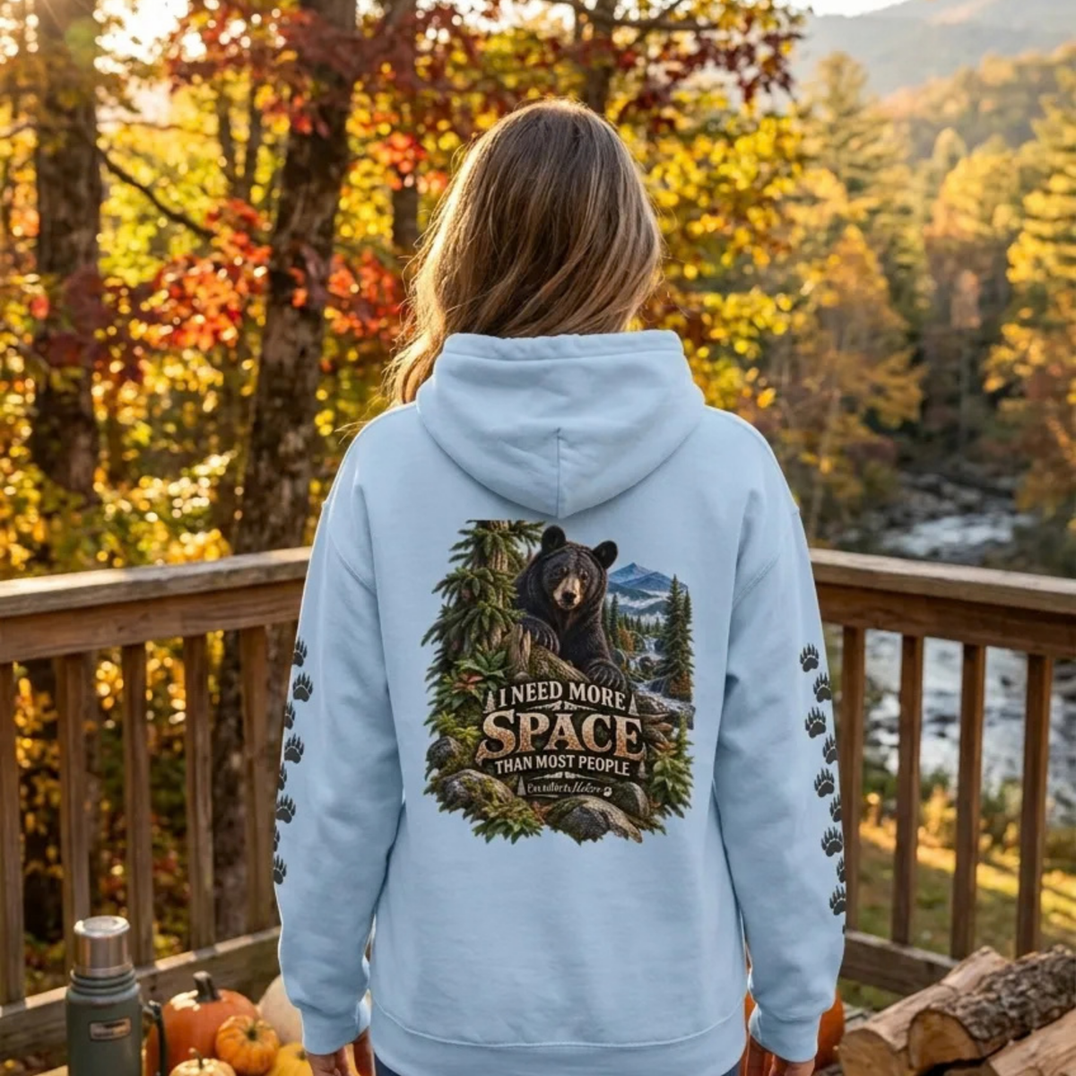 I Need More Space — Tracks in Nature Bear Paw Hoodie