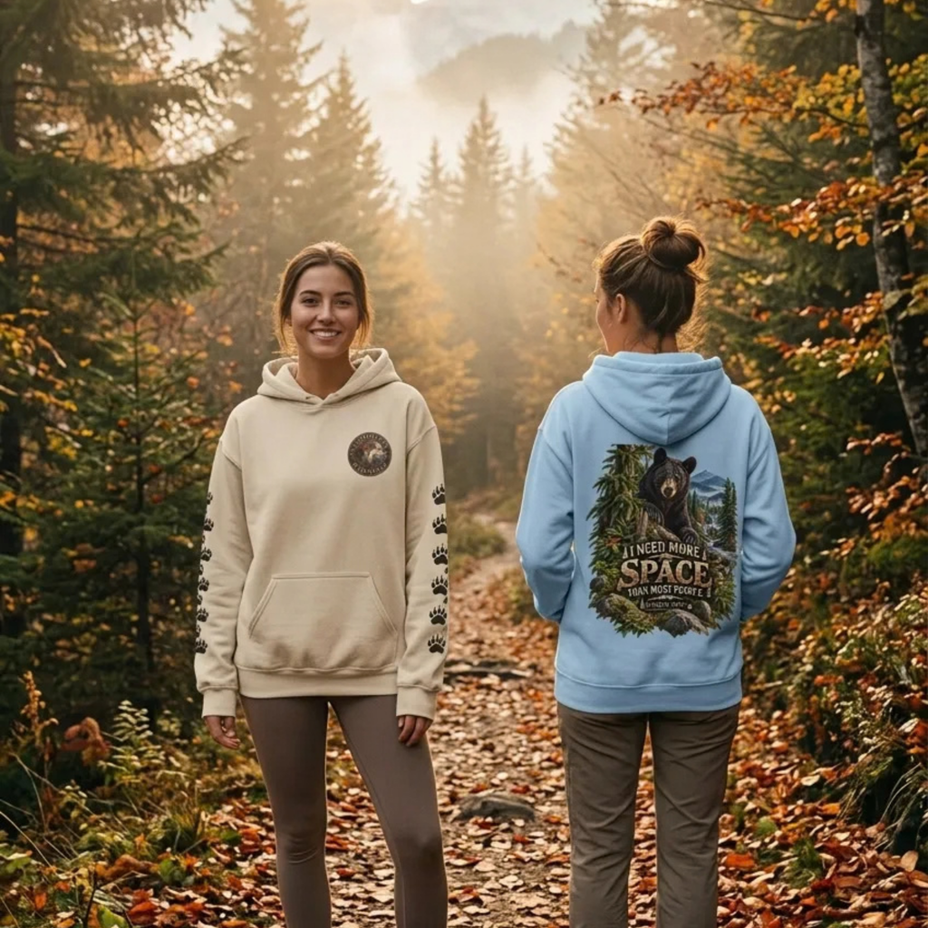 I Need More Space — Tracks in Nature Bear Paw Hoodie
