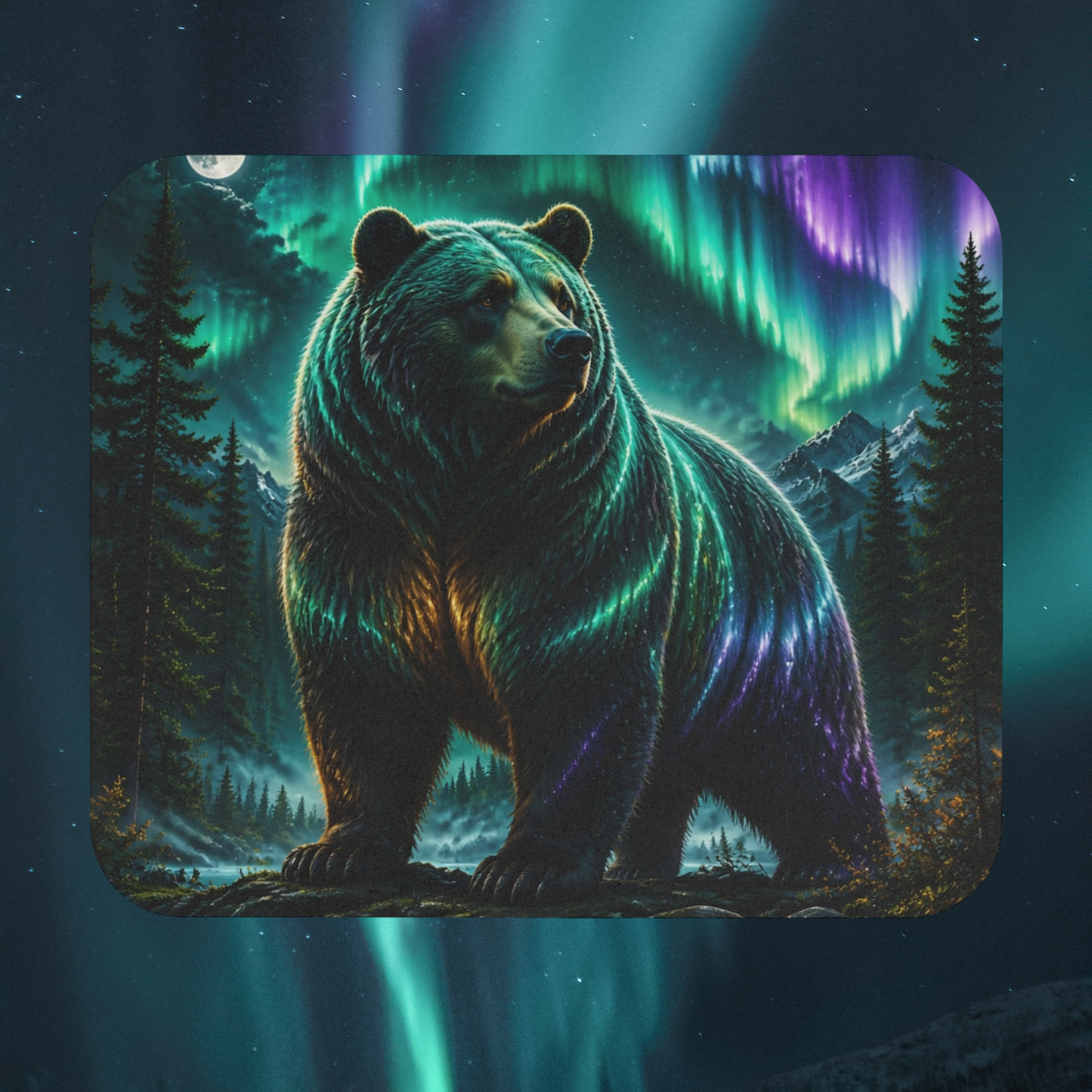 Aurora Wildborn — Northern Lights Bear Mousepad