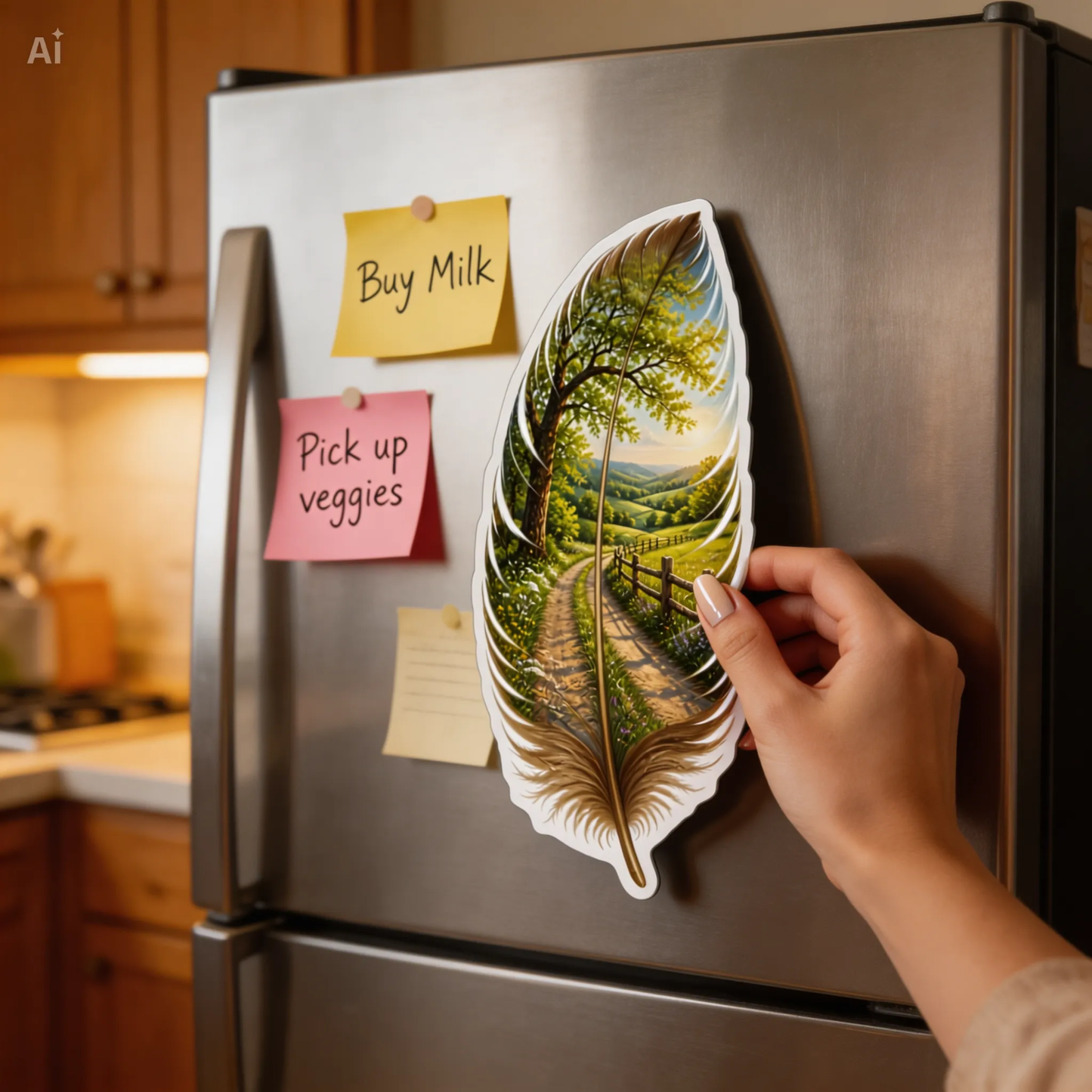 Feather Landscape Magnet — Custom Shape Scenic Fridge Magnet