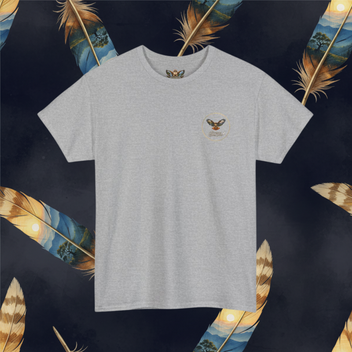 Gathered In His Name — Feather Prayer T‑Shirt (Psalm 91 Faith Tee)